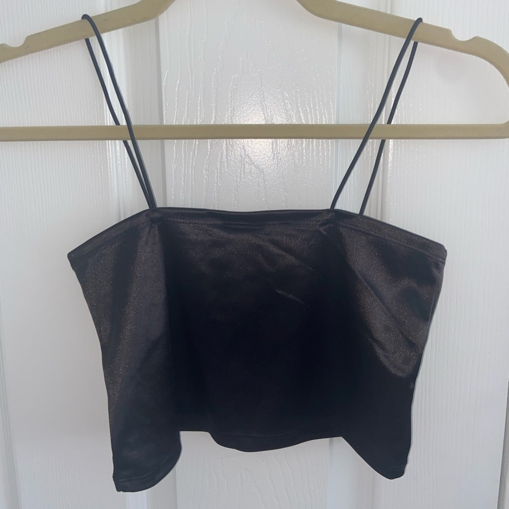 H&M faux leather cropped tank top